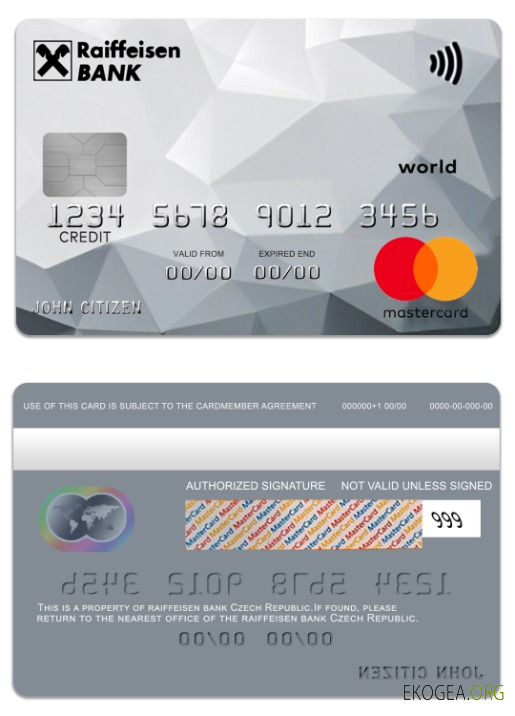 République tchèque Banque Raiffeisen World Credit Mastercard